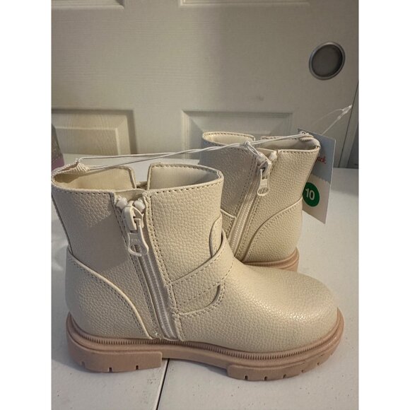 Cat & Jack Toddler Girls Evie Strap Buckle Boots Cream size 10T NWT - Picture 4 of 8